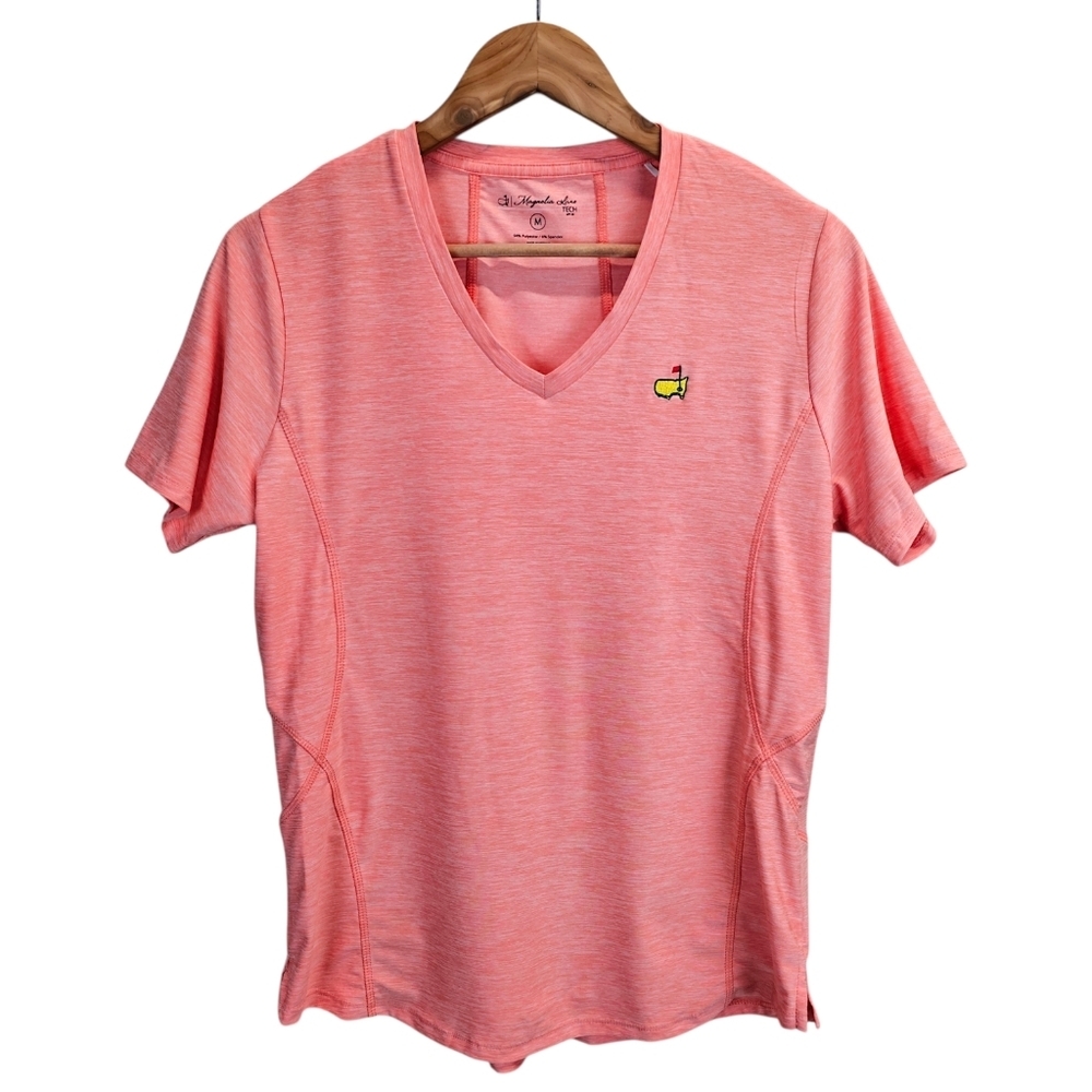Magnolia Lane Tech UPF 50 Coral Golf Top M Masters Augusta National Logo